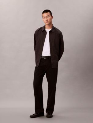 Cotton Nylon Relaxed Button-Down Shirt, Pirate Black