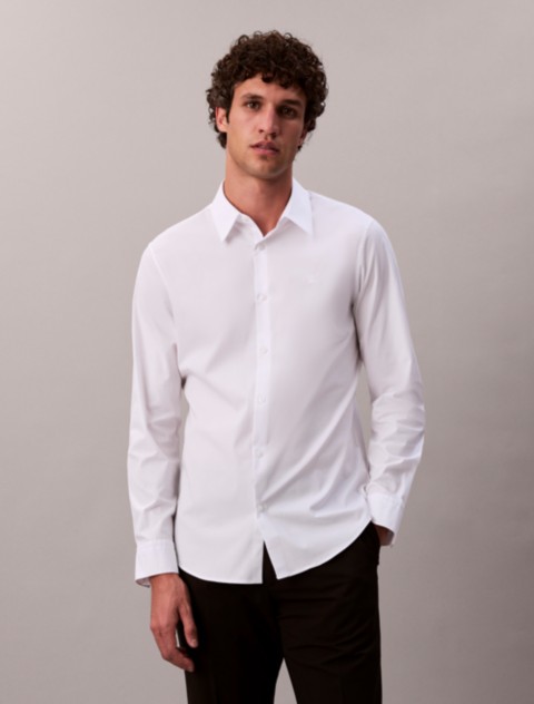 Мужские рубашки Calvin Klein Cotton Stretch Poplin Slim Button-Down Shirt