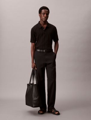 Variegated Rib Classic Polo Shirt , Black