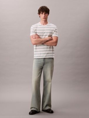 Liquid Touch Stripe Crewneck T-Shirt, Chalk