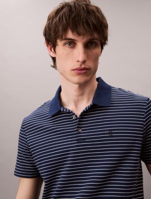 Cotton Blend Stripe Classic Polo Shirt , Night Sky