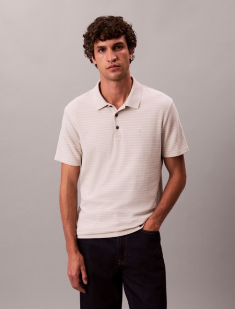 Мужские рубашки Calvin Klein Cotton Blend Stripe Classic Polo Shirt