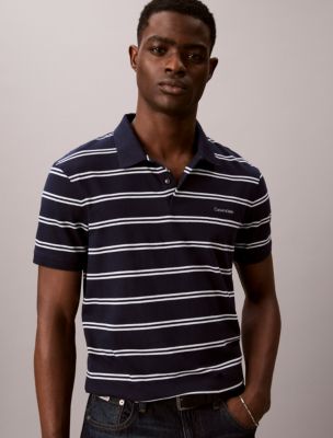 Liquid Touch Stripe Polo Shirt, Dark Sapphire