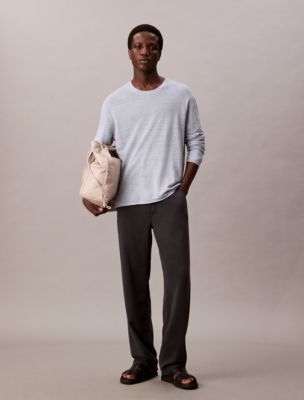 Linen Blend Double Layer Classic Sweater, Peace Blue