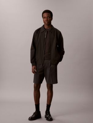 Collared Relaxed Windbreaker Jacket , Black