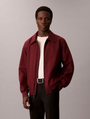 Collared Relaxed Windbreaker Jacket , Deep Rouge