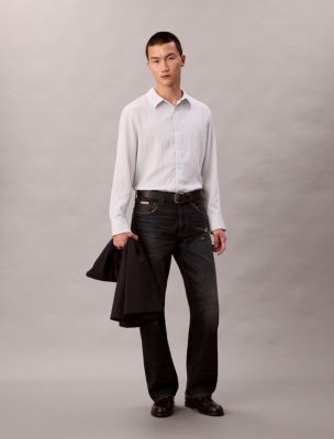 Stripe Viscose Blend Relaxed Button-Down Shirt, Diaphonous