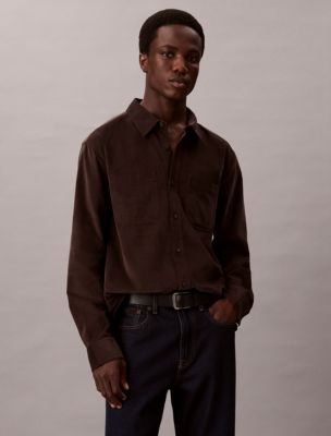 Corduroy Relaxed Button-Down Shirt, Chocolate Torte
