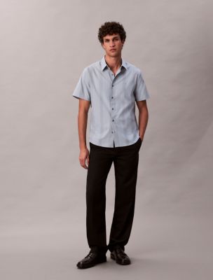 Yarn-Dyed Stripe Stretch Classic Shirt, Smoke Blue