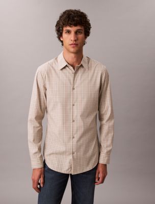 Plaid Slim Button-Down Shirt , Seagrass