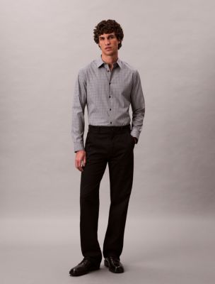 Plaid Slim Button-Down Shirt , Black