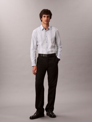 Yarn-Dyed Stripe Supima Stretch Slim Shirt, Xenon Blue