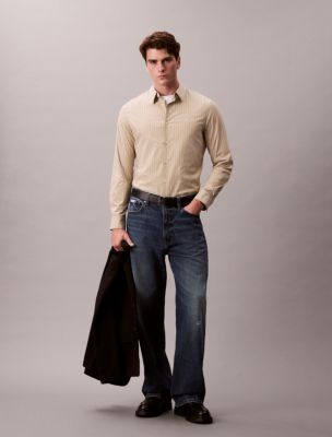 Stripe Slim Stretch Button-Down Shirt, Cedar