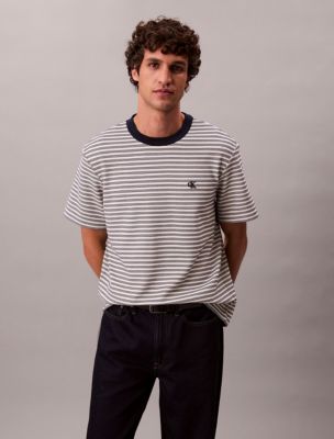 Ottoman Stripe Crewneck Tee, Chalk