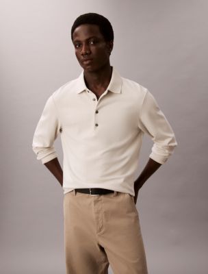 Jacquard Relaxed Polo Sweater, Chalk