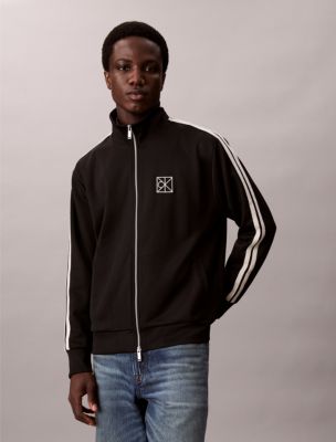 Double Knit Relaxed Track Jacket, Black