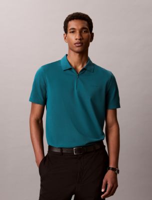 Tech Pique Zip Polo Shirt, Shaded Spruce