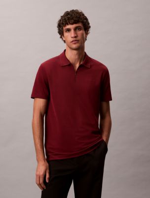 Tech Pique Zip Polo Shirt, Renaissance Red