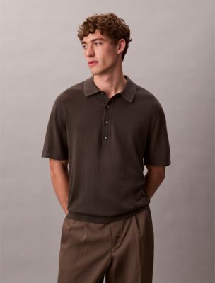 Silk Cashmere Polo Sweater, Beluga