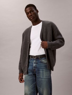 Brushed Wool Blend Cardigan, Harlem Night