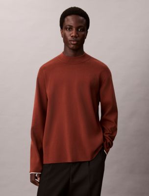 Tech Knit Mock Neck Sweater, Cherry Mahogany