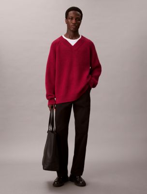 Мужские свитеры Calvin Klein Merino Wool Blend Relaxed V-Neck Sweater — фото 2
