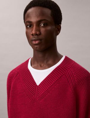 Мужские свитеры Calvin Klein Merino Wool Blend Relaxed V-Neck Sweater — фото 3