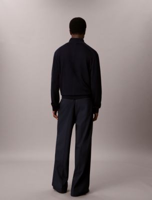 Мужской свитер Calvin Klein из мериносовой шерсти на молнии до середины груди, цвет: Тёмный сапфировый — фото 4