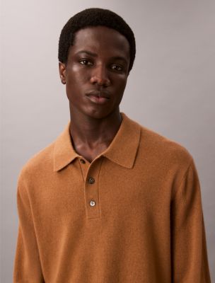 Cashmere Classic Polo Sweater, Brown