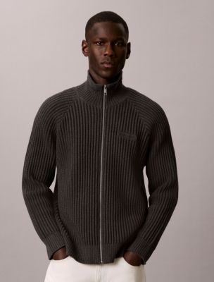 Мужской свитер Calvin Klein Smooth Cotton Stitch Full Zip, цвет: Угольный меланжевый серый — фото 5