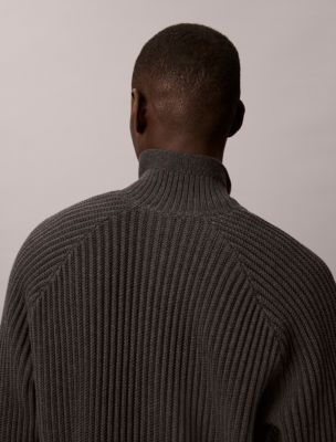 Мужской свитер Calvin Klein Smooth Cotton Stitch Full Zip, цвет: Угольный меланжевый серый — фото 6