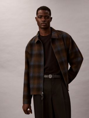 Yarn-Dyed Wool Blend Flannel Zip Jacket, Thrush