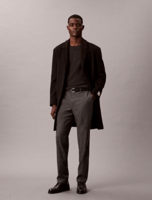 Viscose Blend Check Slim Trouser, Charcoal Heather