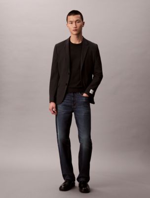 Houndstooth Slim Blazer, Charcoal Gray