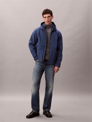 Hooded Softshell Zip Jacket, Dark Denim