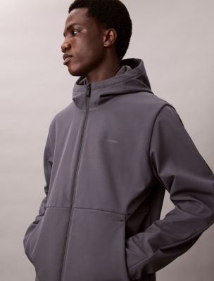 Hooded Softshell Zip Jacket, Dark Grey