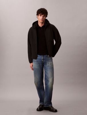 Hooded Softshell Zip Jacket, Black