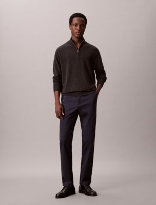 Cotton Sateen Slim Chino Pants, Dark Sapphire