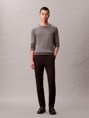 Cotton Sateen Slim Chino Pants, Black