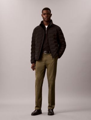 Cotton Stretch Slim Trousers, Olive Night