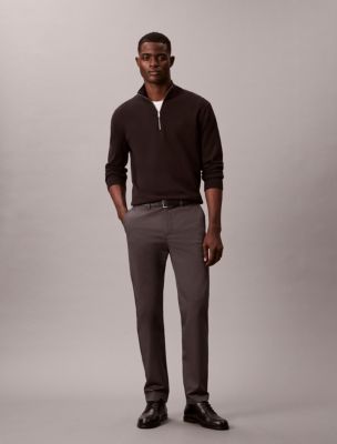 Cotton Stretch Slim Trousers, Dark Grey