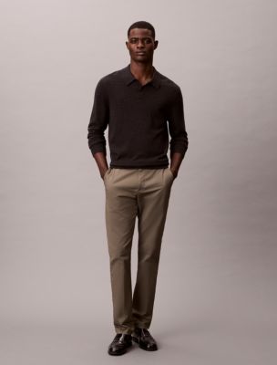 Cotton Stretch Slim Trousers, Bungee Cord