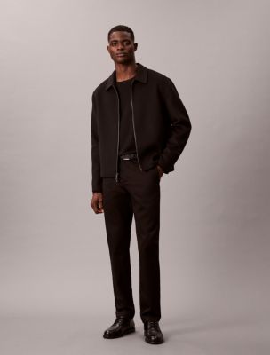 Cotton Stretch Slim Trousers, Black