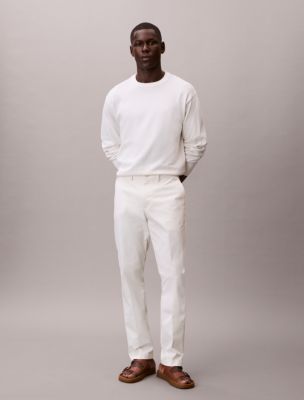 Cotton Stretch Slim Trousers, Tofu
