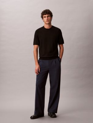Pleated Wide Leg Trouser, Dark Sapphire