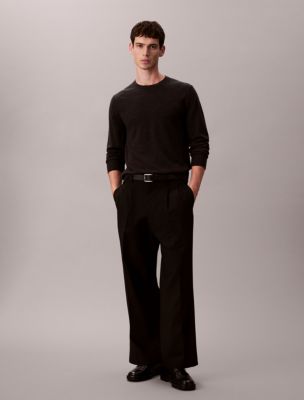 Pleated Wide Leg Trouser, Black