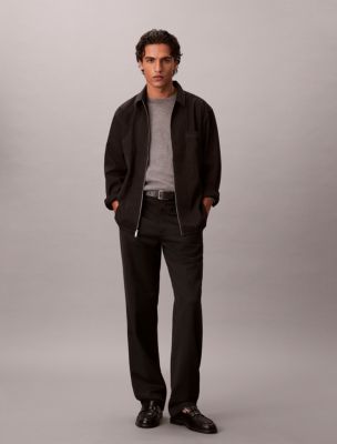 Wool Blend Relaxed Shirt Jacket, Black