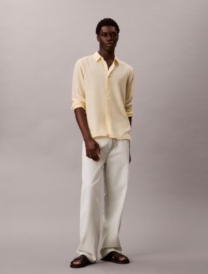 Мужские рубашки Calvin Klein Solid Linen Blend Classic Shirt — фото 3