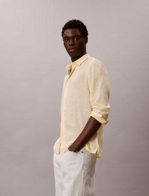 Мужские рубашки Calvin Klein Solid Linen Blend Classic Shirt — фото 4