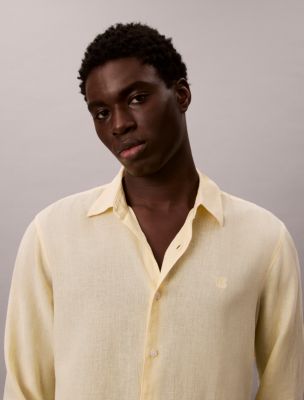 Мужские рубашки Calvin Klein Solid Linen Blend Classic Shirt — фото 5